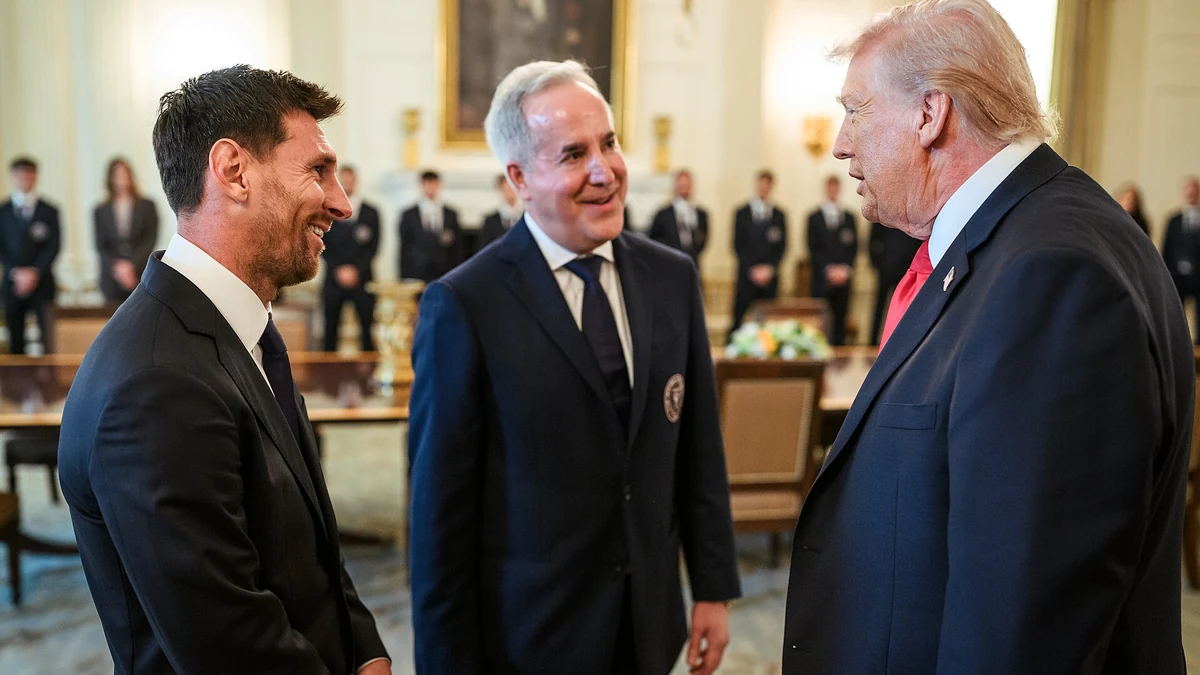 Lionel Messi smiling during Inter Miami CF's visit to the White House as MLS champions. Photo: The White House / Wikimedia Commons (Public domain).