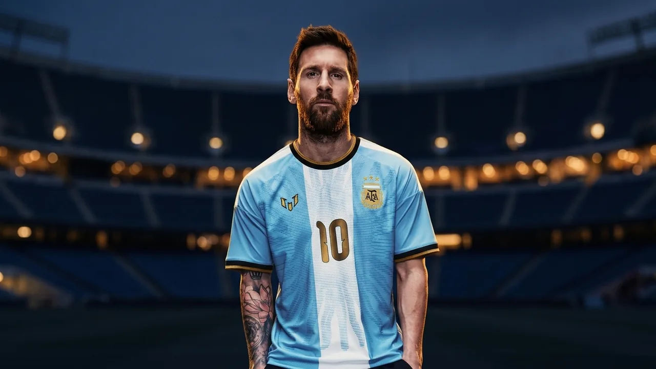 Lionel Messi in the Argentina number 10 at the stadium.
